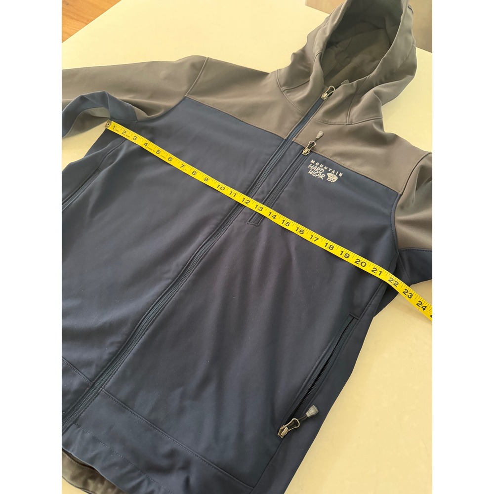 Mountain Hardwear Mens Softshell Hoodie Full Zip Jacket Blue Grey Large - Picture 11 of 13